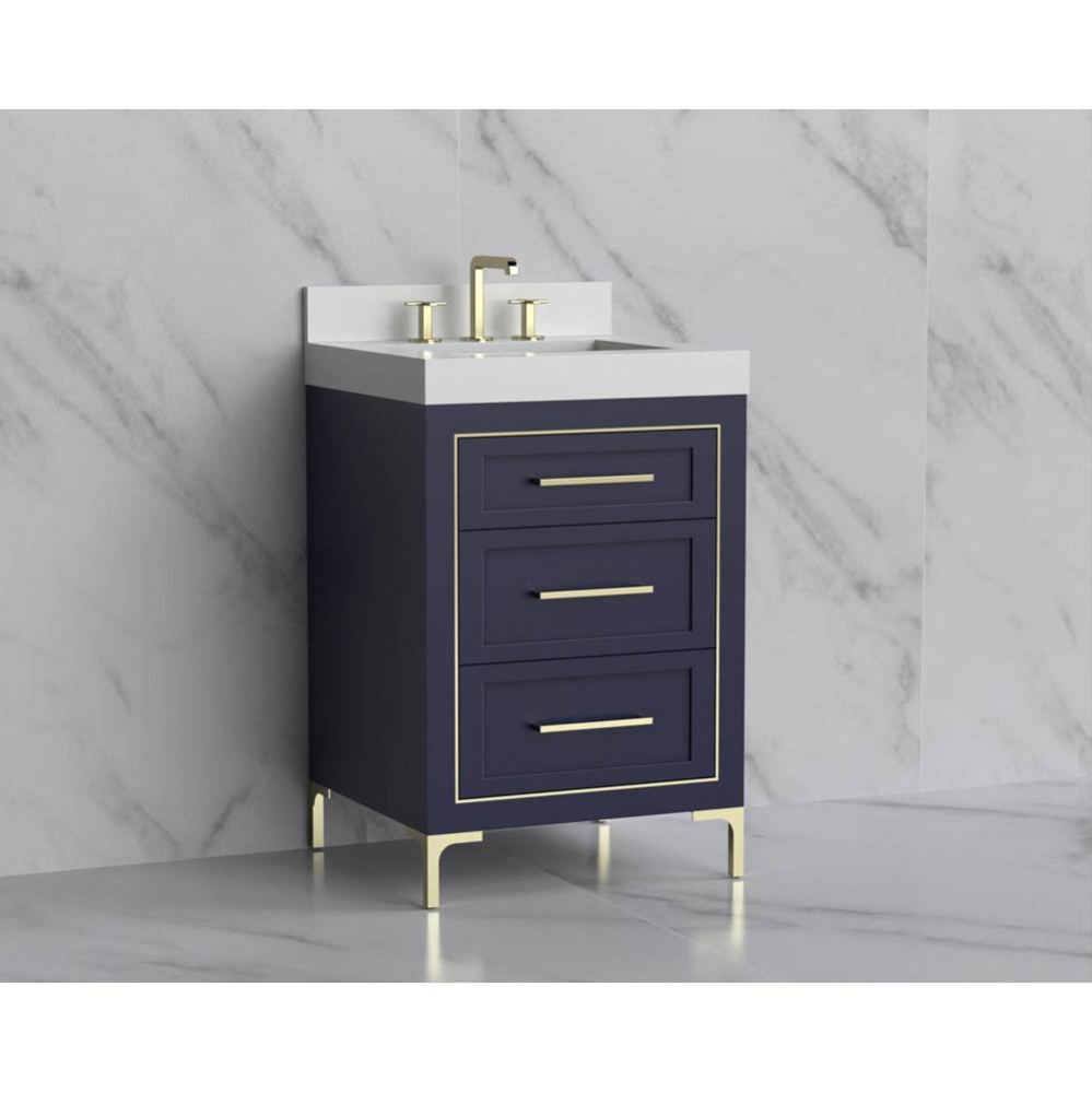 Vision 24'' Free standing Vanity Cabinet in Sapphire/HW: Handles/Feet Polished Chrome(PC