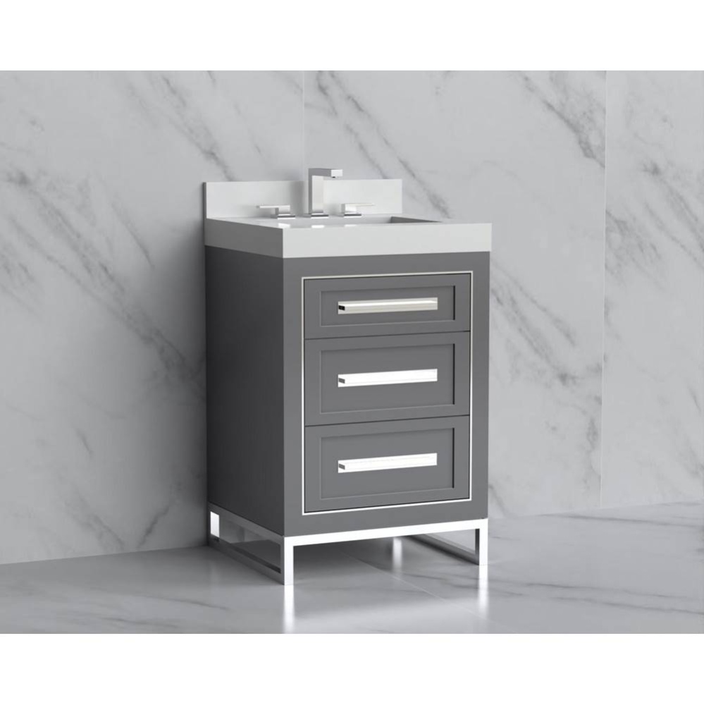 Vision 24'' Free standing Vanity Cabinet in Studio Grey/HW: Handles/Feet Polished Chrome