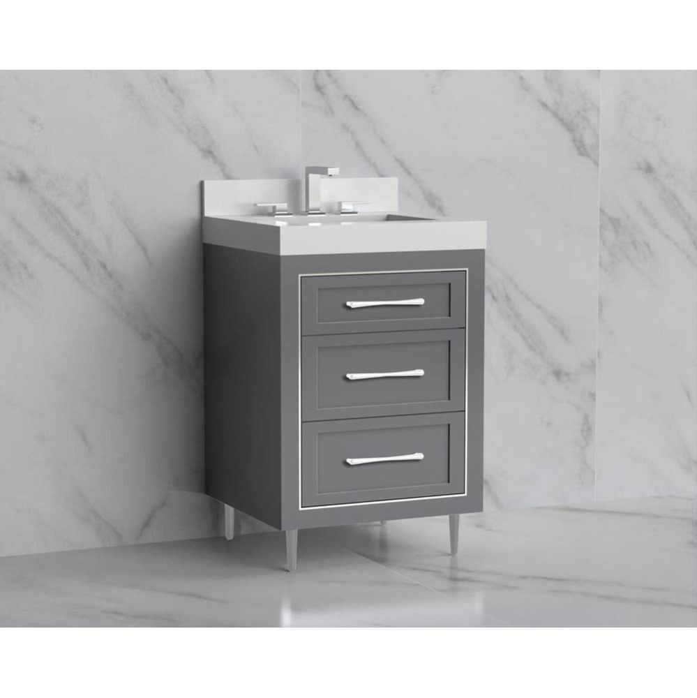 Vision 24'' Free standing Vanity Cabinet in Studio Grey/HW: Handles/Feet Polished Chrome