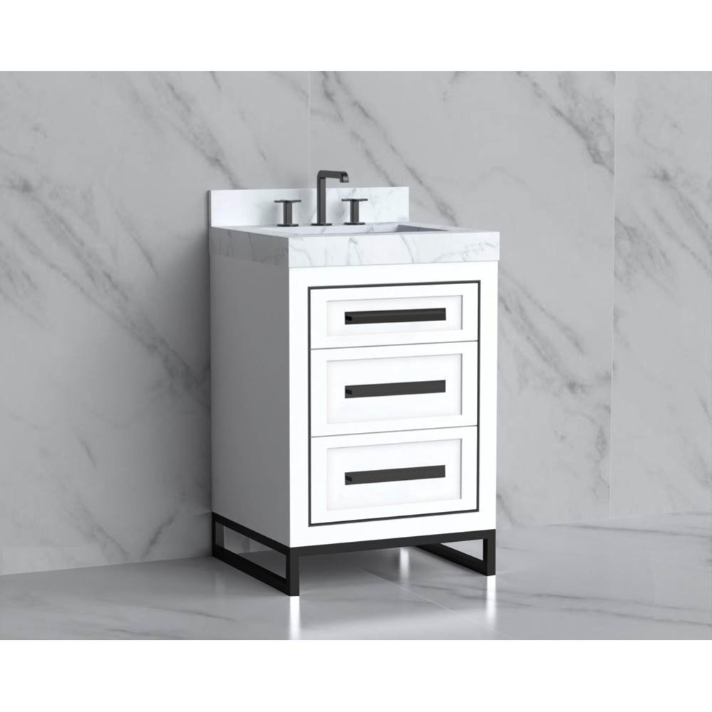 Vision 24'' Free standing Vanity Cabinet in White/HW: Handles/Feet Polished Chrome(PC)