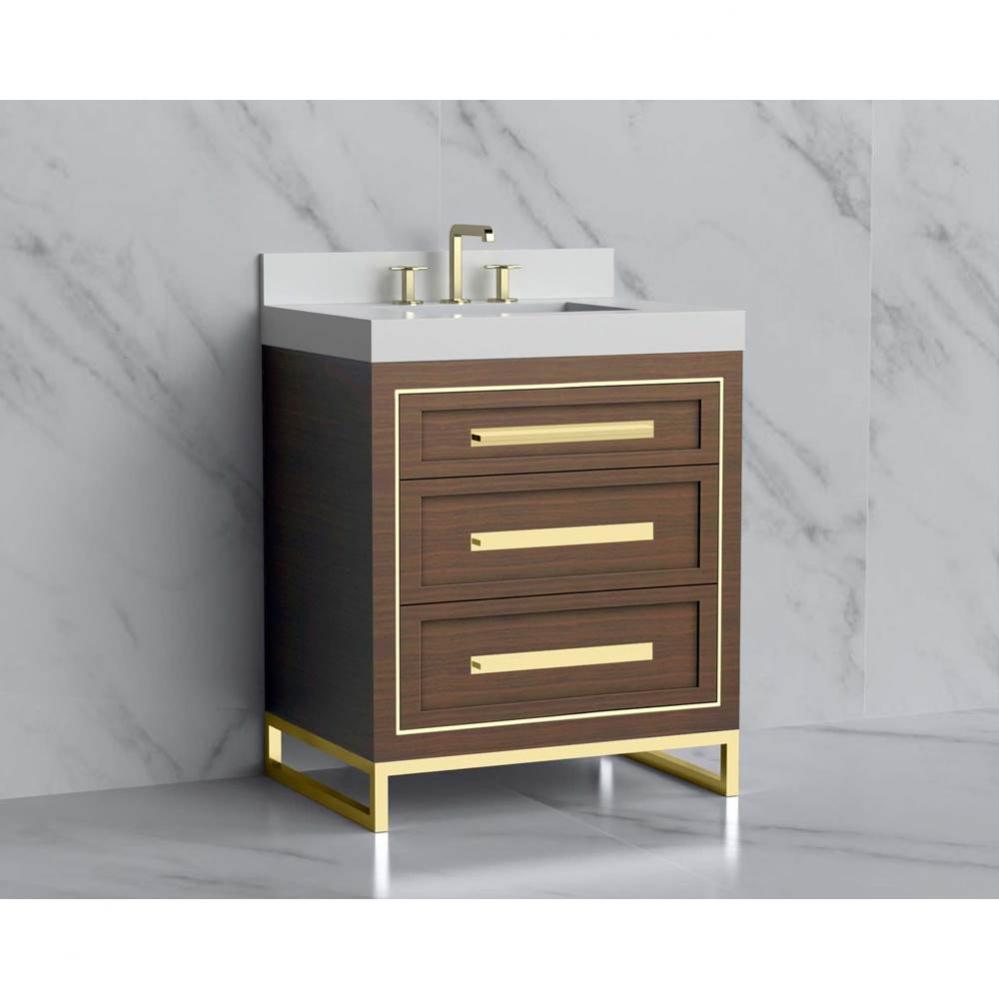 Madeli Vision 30'' Free standing Vanity Cabinet in Brandy/HW: Handles/Feet Satin Brass(S