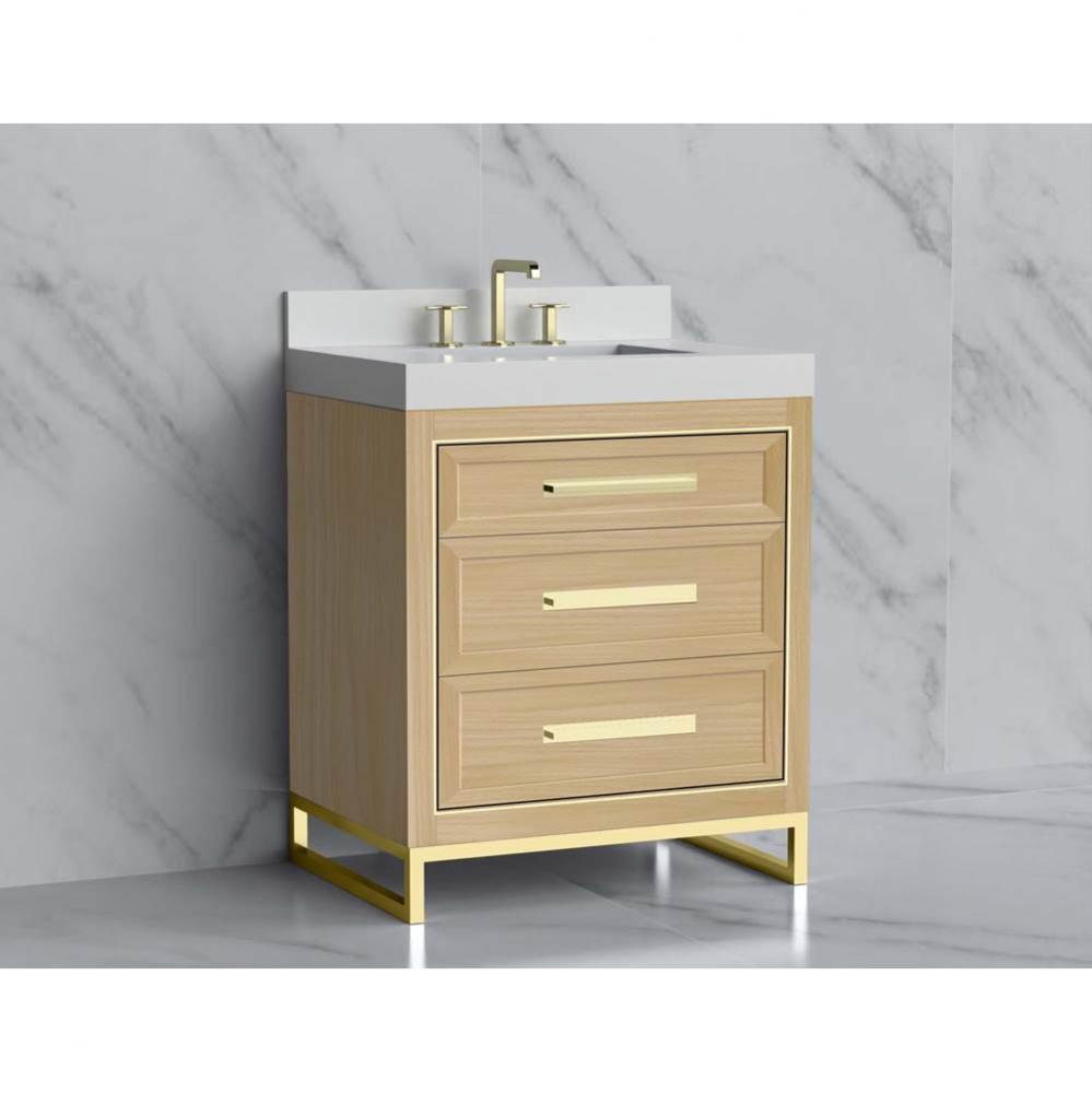 Madeli Vision 30'' Free standing Vanity Cabinet in Natural Oak/HW: Handle & Feet Mat