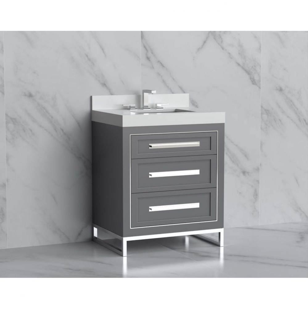 Madeli Vision 30'' Free standing Vanity Cabinet in Studio Grey/HW: Handles/Feet Polished