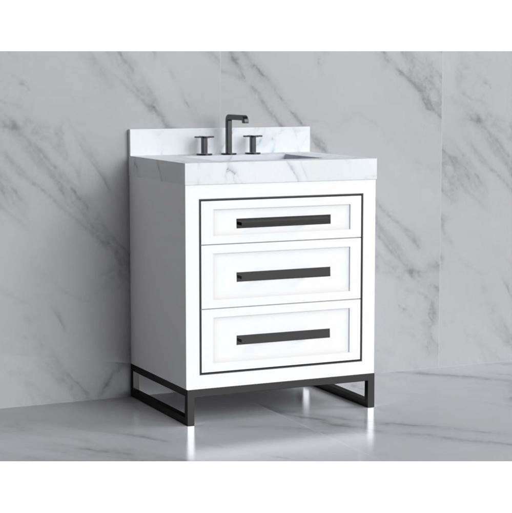 Madeli Vision 30'' Free standing Vanity Cabinet in White/HW: Handles/Feet Matte Black(MB