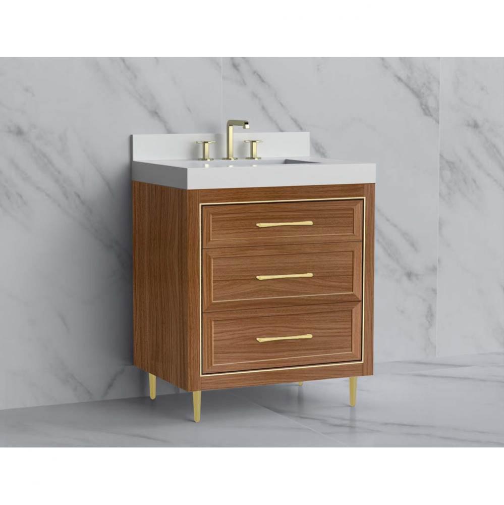 Madeli Vision 30'' Free standing Vanity Cabinet in Natural Walnut/HW: Handle & Feet