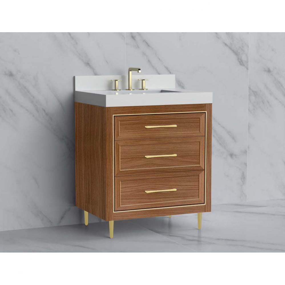 Madeli Vision 30'' Free standing Vanity Cabinet in Natural Walnut/HW: Handle & Fee P