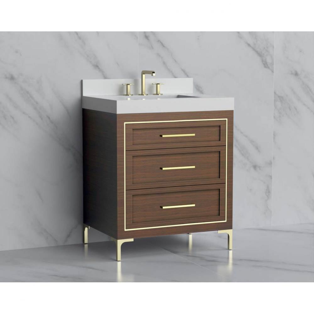 Madeli Vision 30'' Free standing Vanity Cabinet in Brandy/HW: Handles/Feet Polished Nick