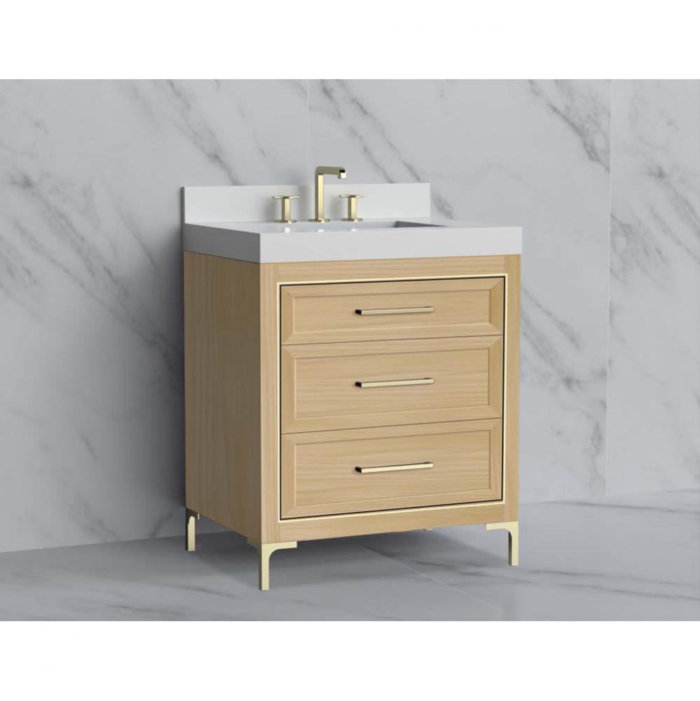 Madeli Vision 30'' Free standing Vanity Cabinet in Natural Oak/HW: Handle & Feet Pol
