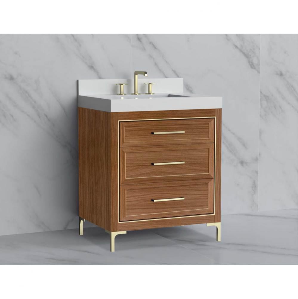 Madeli Vision 30'' Free standing Vanity Cabinet in Natural Walnut/HW: Handle & Feet