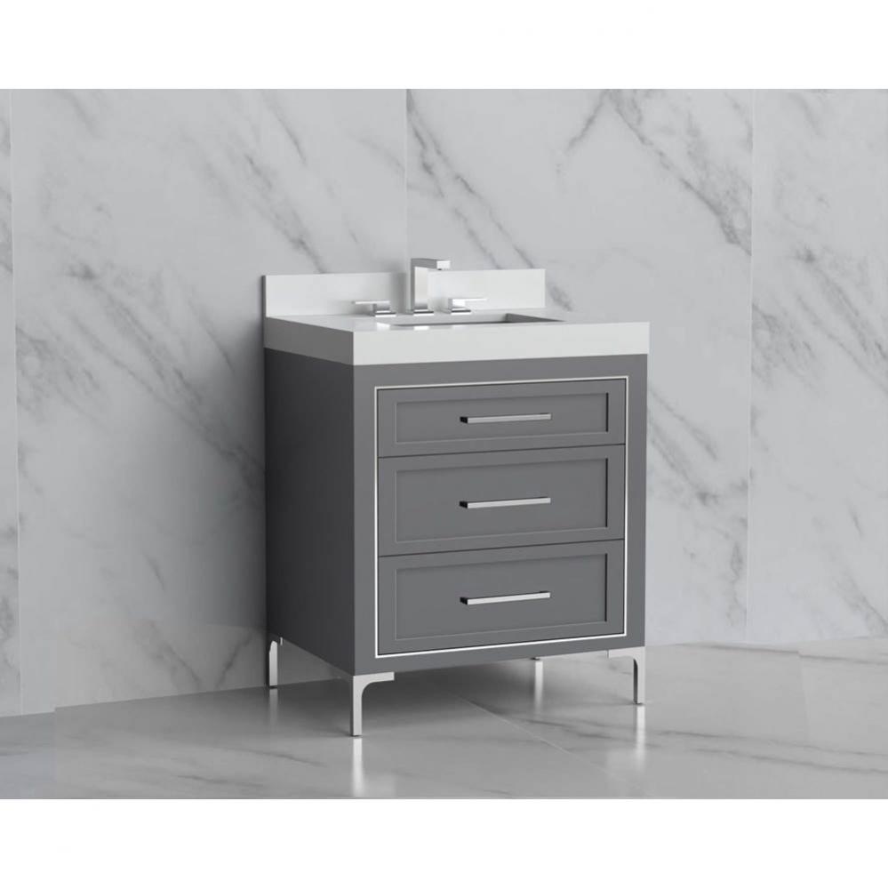 Madeli Vision 30'' Free standing Vanity Cabinet in Studio Grey/HW: Handles/Feet Polished