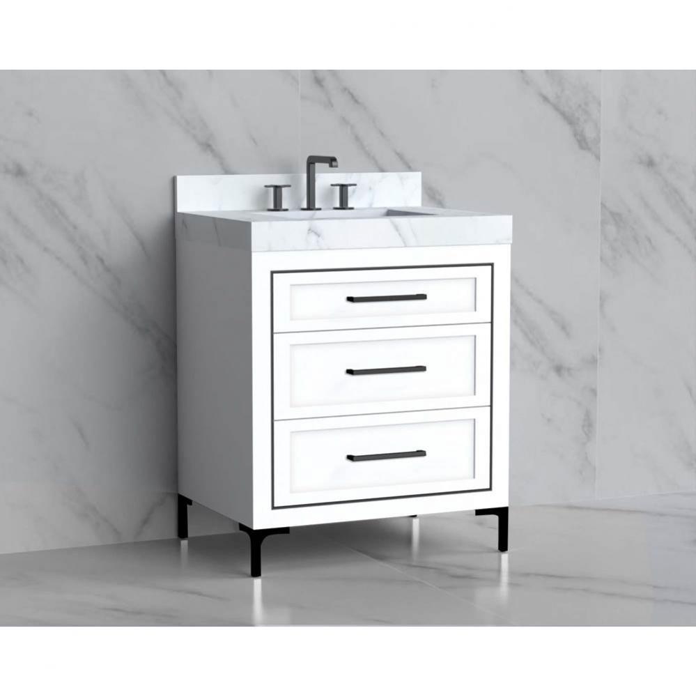 Madeli Vision 30'' Free standing Vanity Cabinet in White/HW: Handles/Feet Brushed Nickel