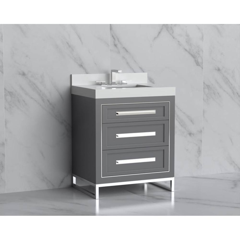 Vision 30'' Free standing Vanity Cabinet in Studio Grey/HW: Handles/Feet Polished Chrome
