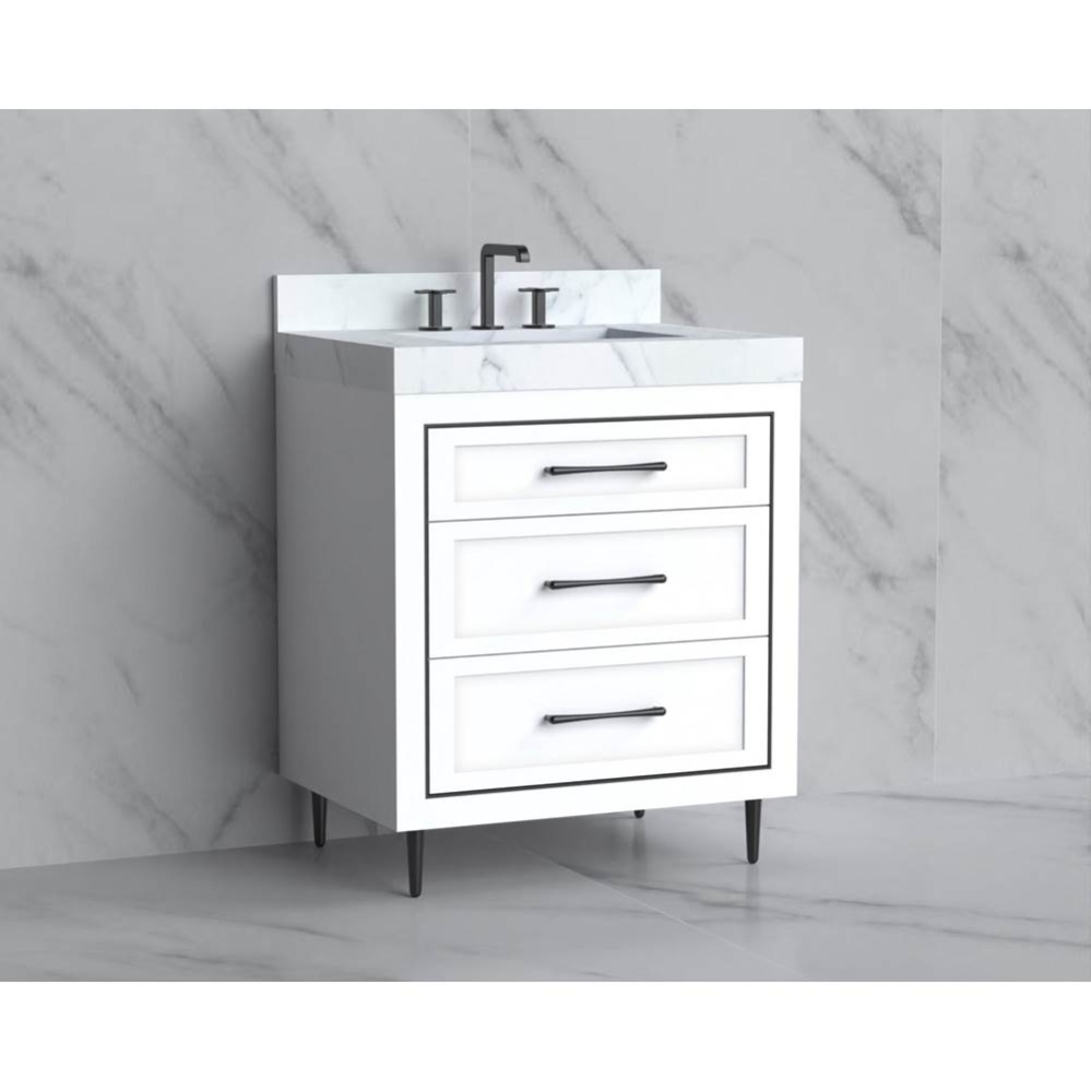 Vision 30'' Free standing Vanity Cabinet in White/HW: Handles/Feet Polished Chrome(PC)
