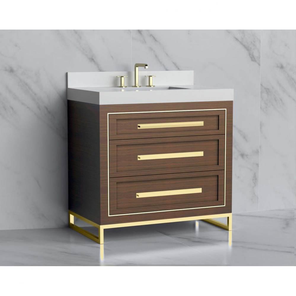 Madeli Vision 36'' Free standing Vanity Cabinet in Brandy/HW: Handles/Feet Polished Nick
