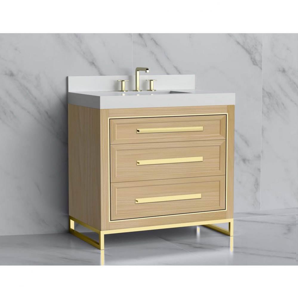 Madeli Vision 36'' Free standing Vanity Cabinet in Natural Oak/HW: Handle & Feet Pol