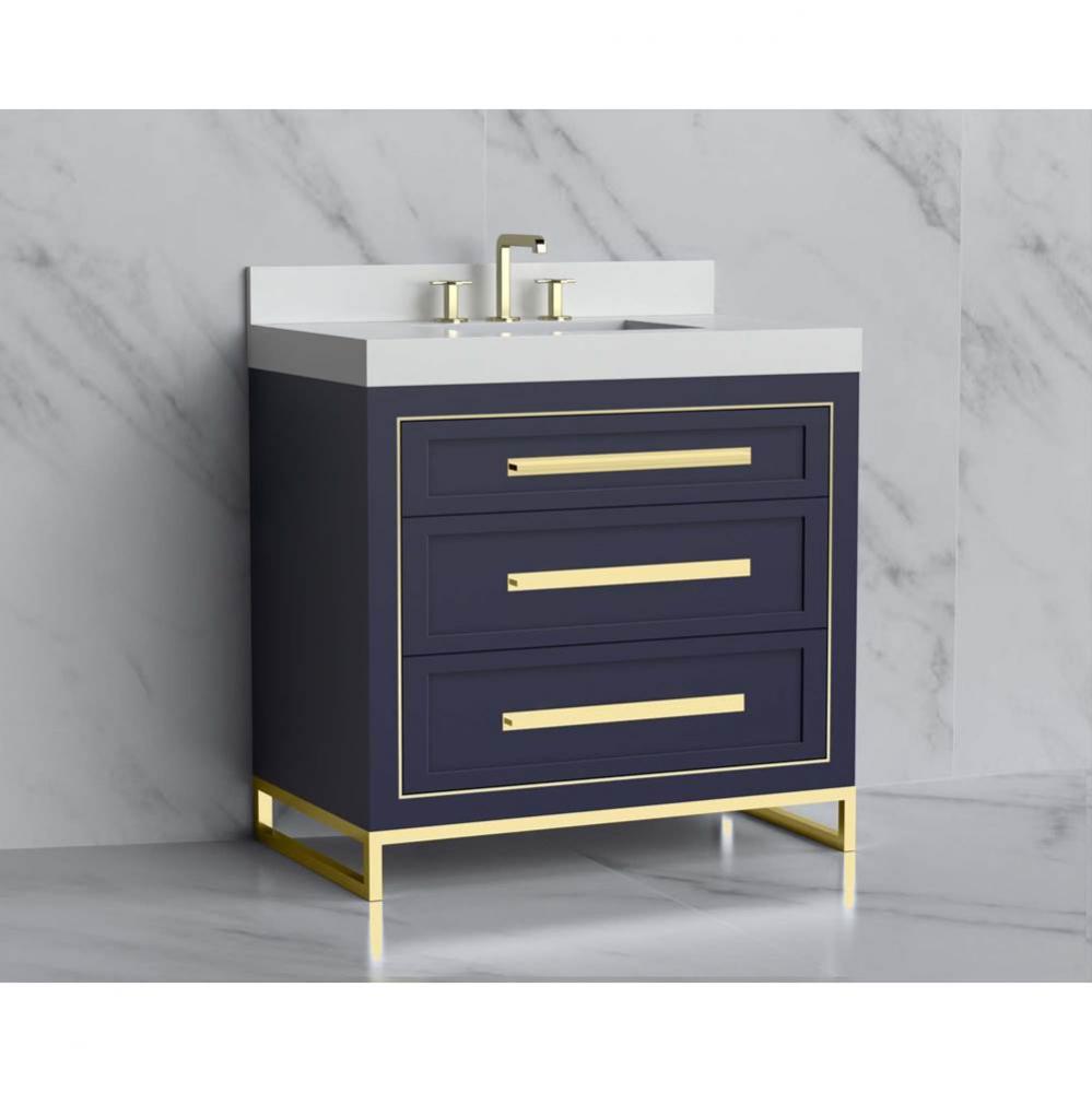 Madeli Vision 36'' Free standing Vanity Cabinet in Sapphire/HW: Handles/Feet Polished Ch