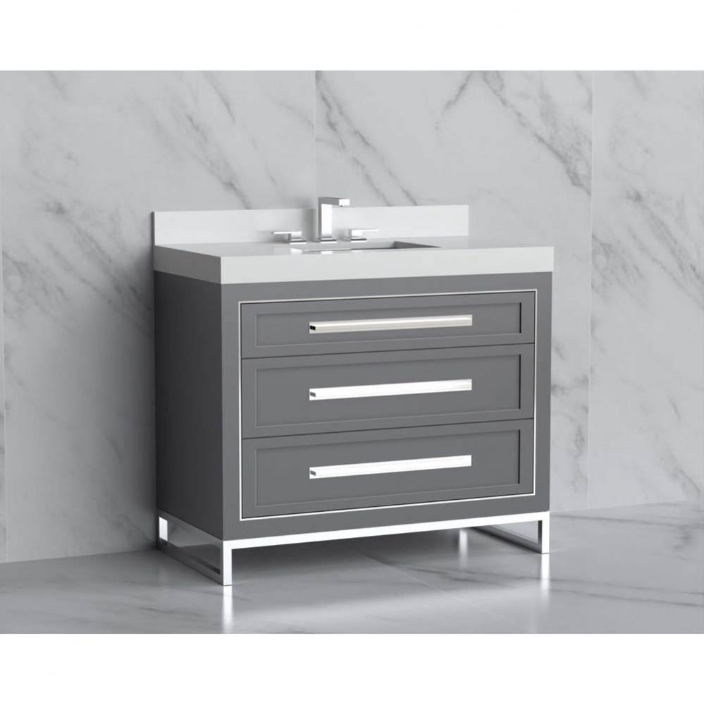 Madeli Vision 36'' Free standing Vanity Cabinet in Studio Grey/HW: Handles/Feet Matte Bl