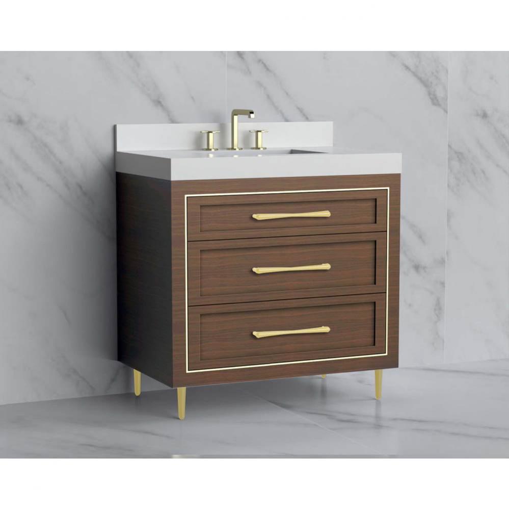 Madeli Vision 36'' Free standing Vanity Cabinet in Brandy/HW: Handles/Feet Matte Black(M