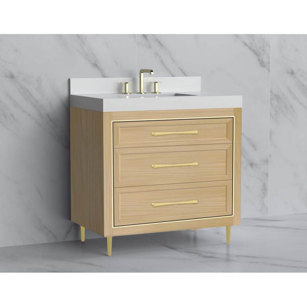 Madeli Vision 36'' Free standing Vanity Cabinet in Natural Oak/HW: Handle & Feet Bru