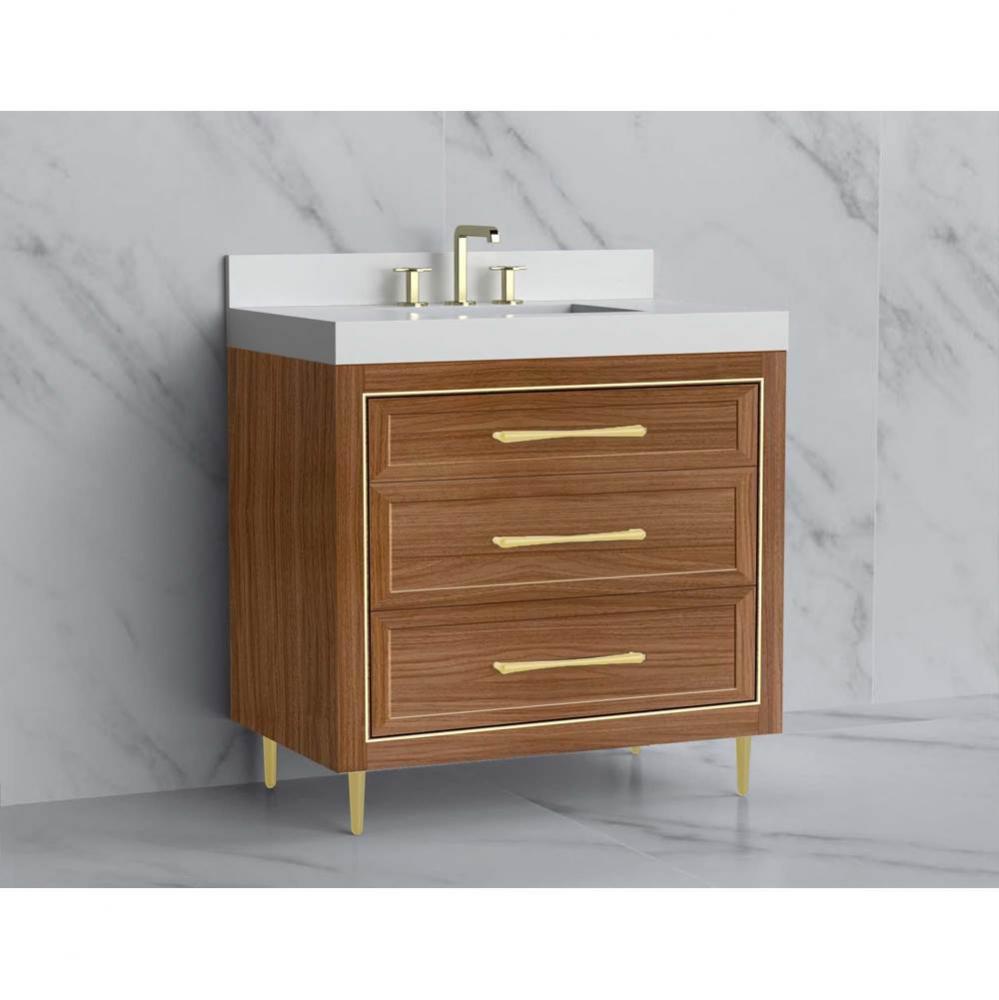 Madeli Vision 36'' Free standing Vanity Cabinet in Natural Walnut/HW: Handle & Feet