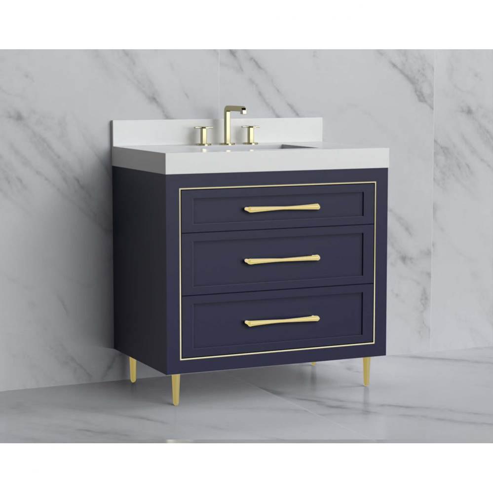 Madeli Vision 36'' Free standing Vanity Cabinet in Sapphire/HW: Handles/Feet Polished Ch