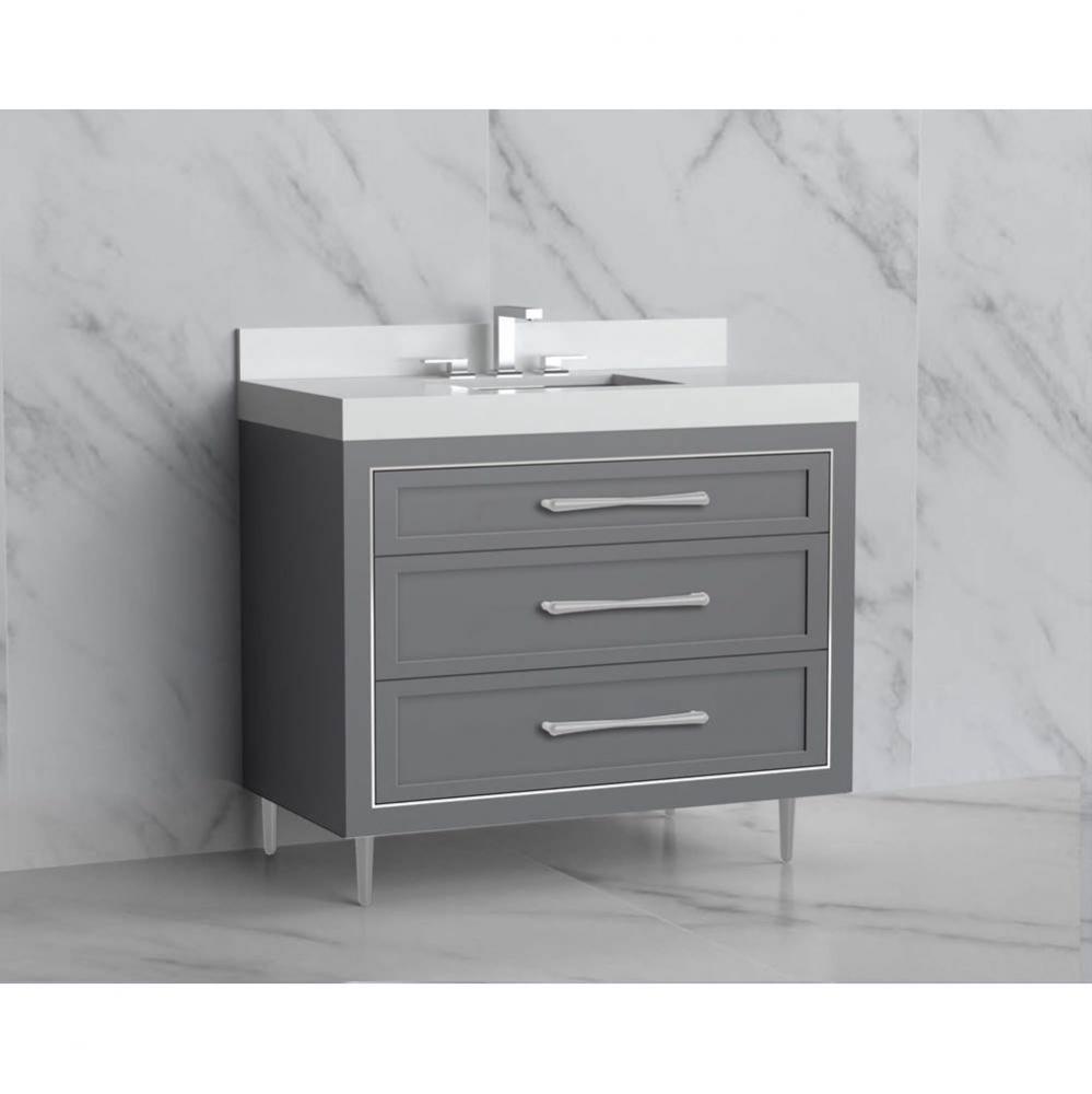 Madeli Vision 36'' Free standing Vanity Cabinet in Studio Grey/HW: Handles/Feet Polished