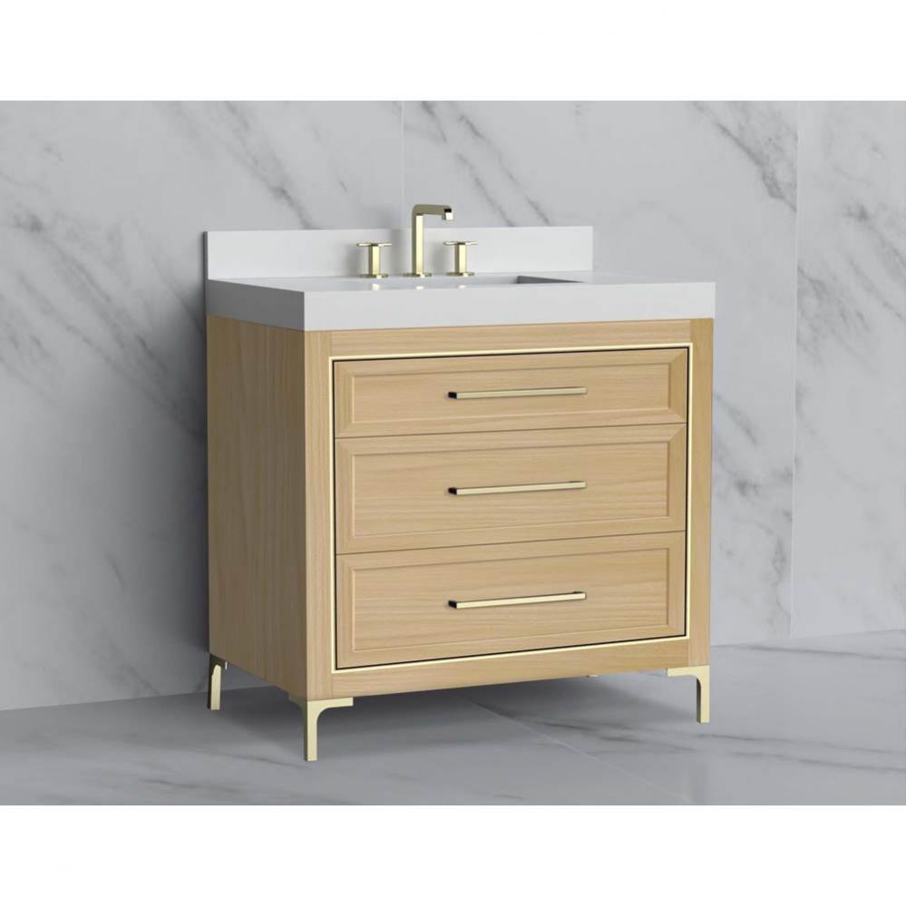 Madeli Vision 36'' Free standing Vanity Cabinet in Natural Oak/HW: Handle & Feet Mat
