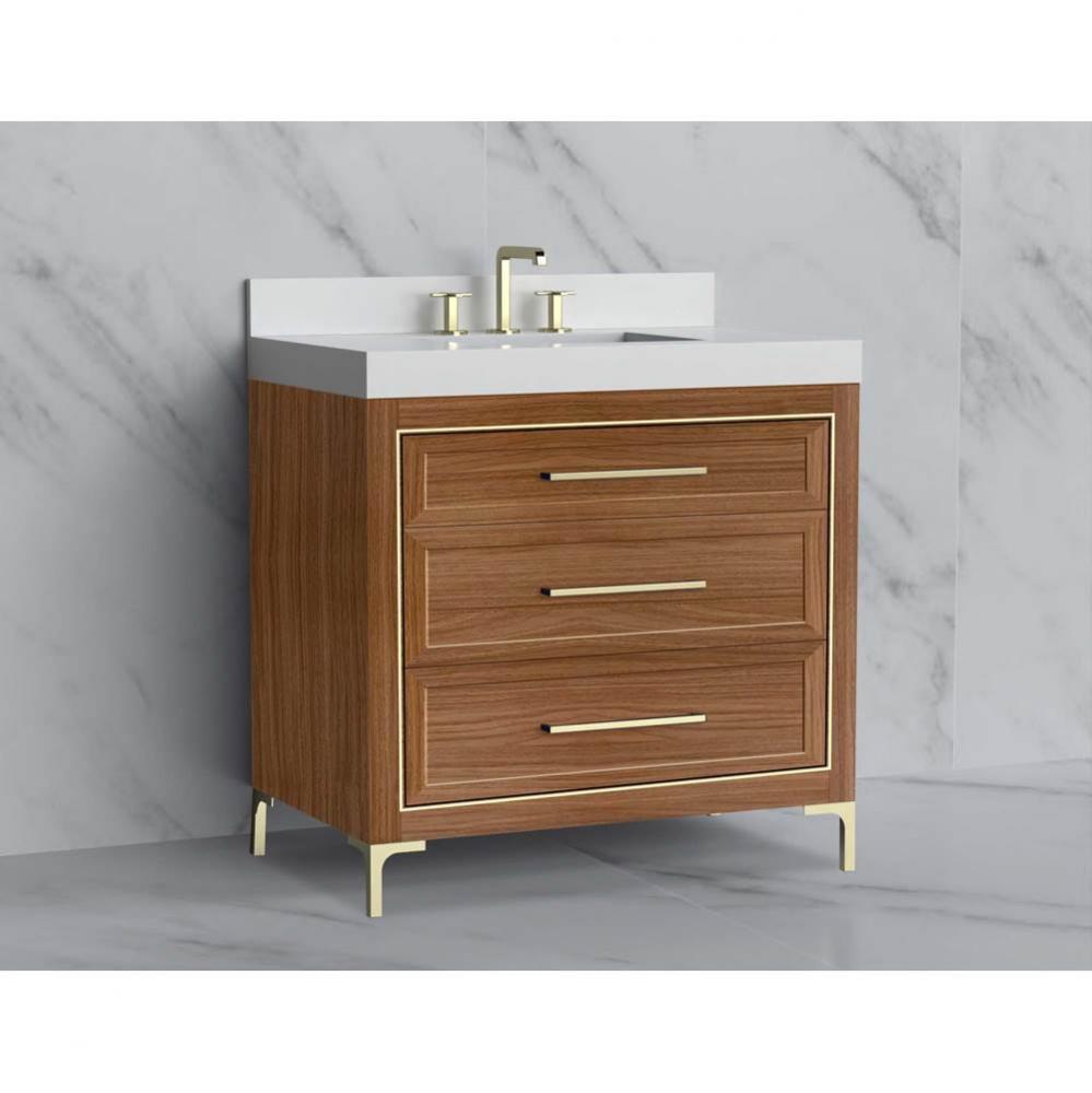 Madeli Vision 36'' Free standing Vanity Cabinet in Natural Walnut/HW: Handle & Feet