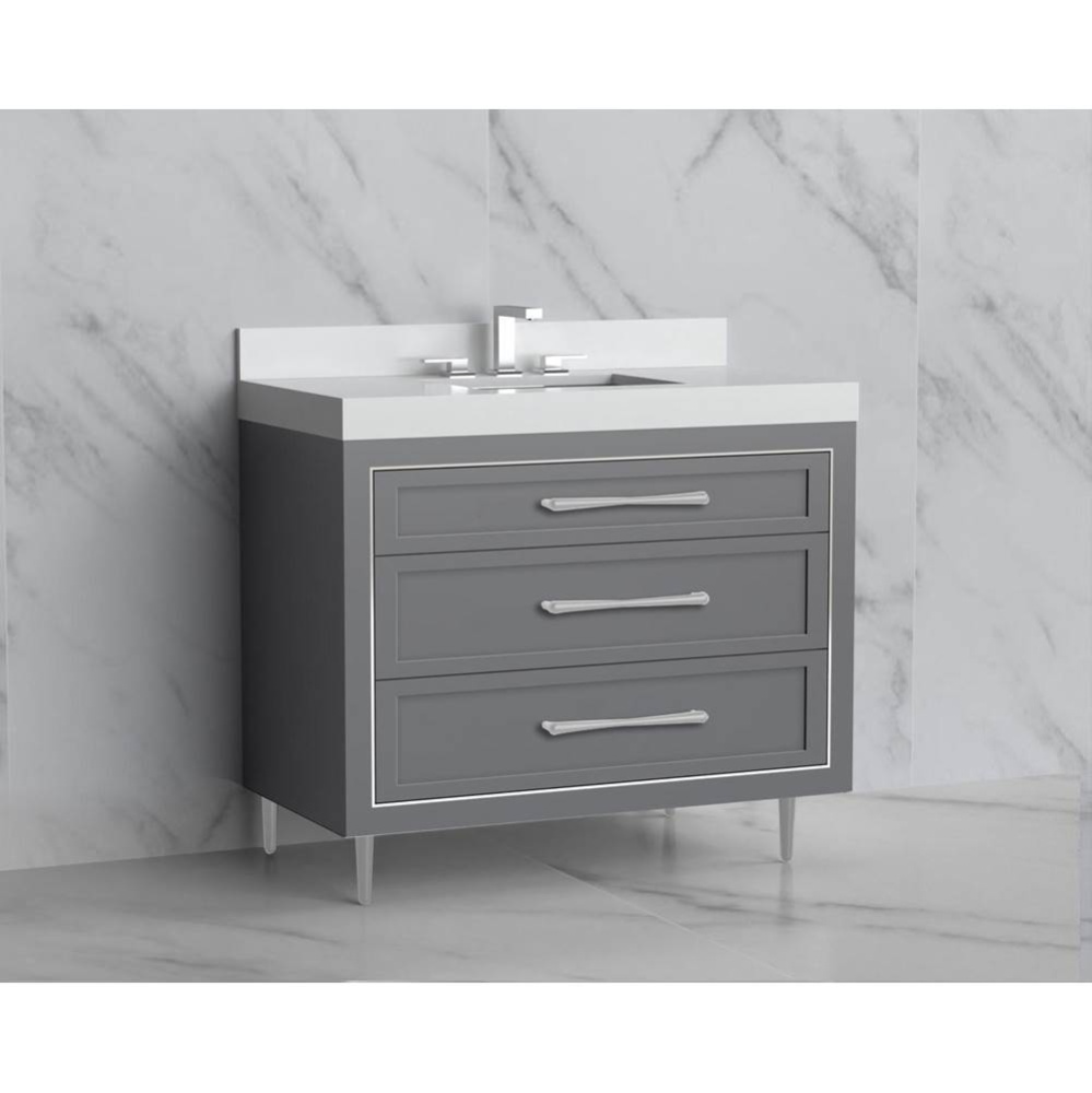 Vision 36'' Free standing Vanity Cabinet in Studio Grey/HW: Handles/Feet Polished Chrome