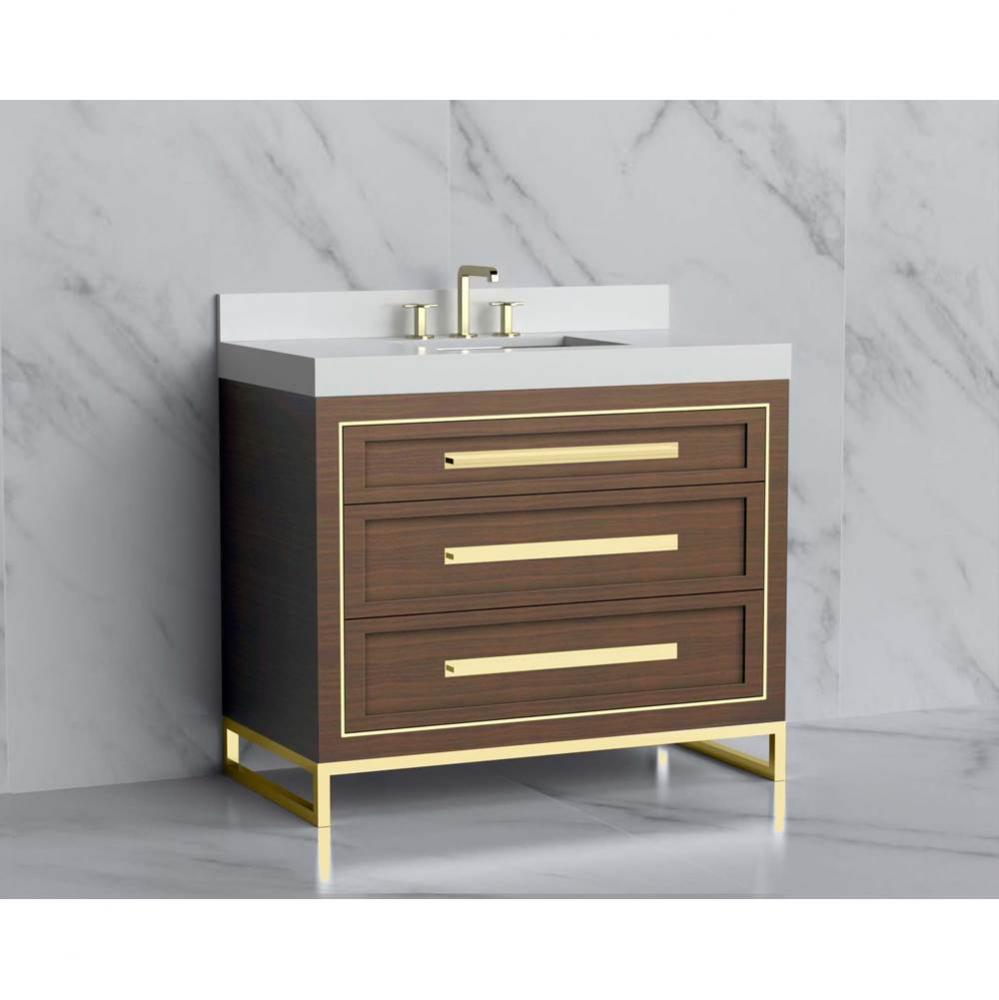 Madeli Vision 42'' Free standing Vanity Cabinet in Brandy/HW: Handles/Feet Brushed Nicke
