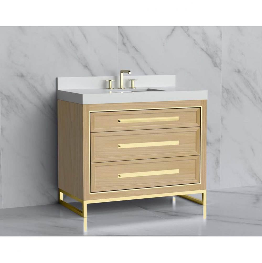 Madeli Vision 42'' Free standing Vanity Cabinet in Natural Oak/HW: Handle & Feet Pol