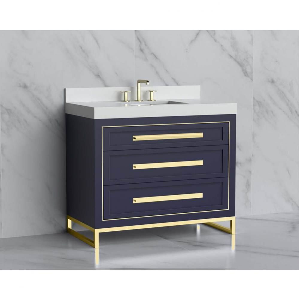 Madeli Vision 42'' Free standing Vanity Cabinet in Sapphire/HW: Handles/Feet Brushed Nic