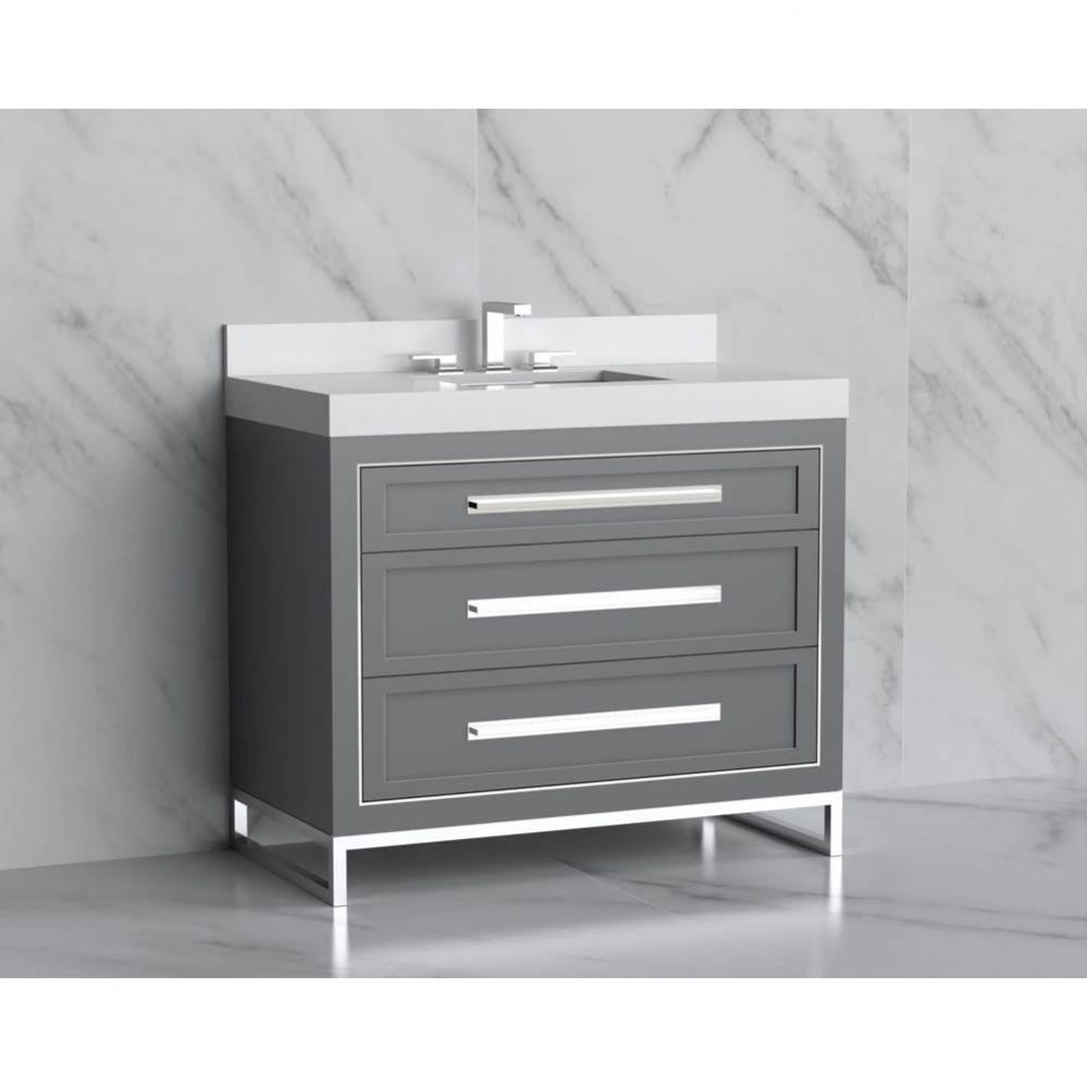 Madeli Vision 42'' Free standing Vanity Cabinet in Studio Grey/HW: Handles/Feet Brushed