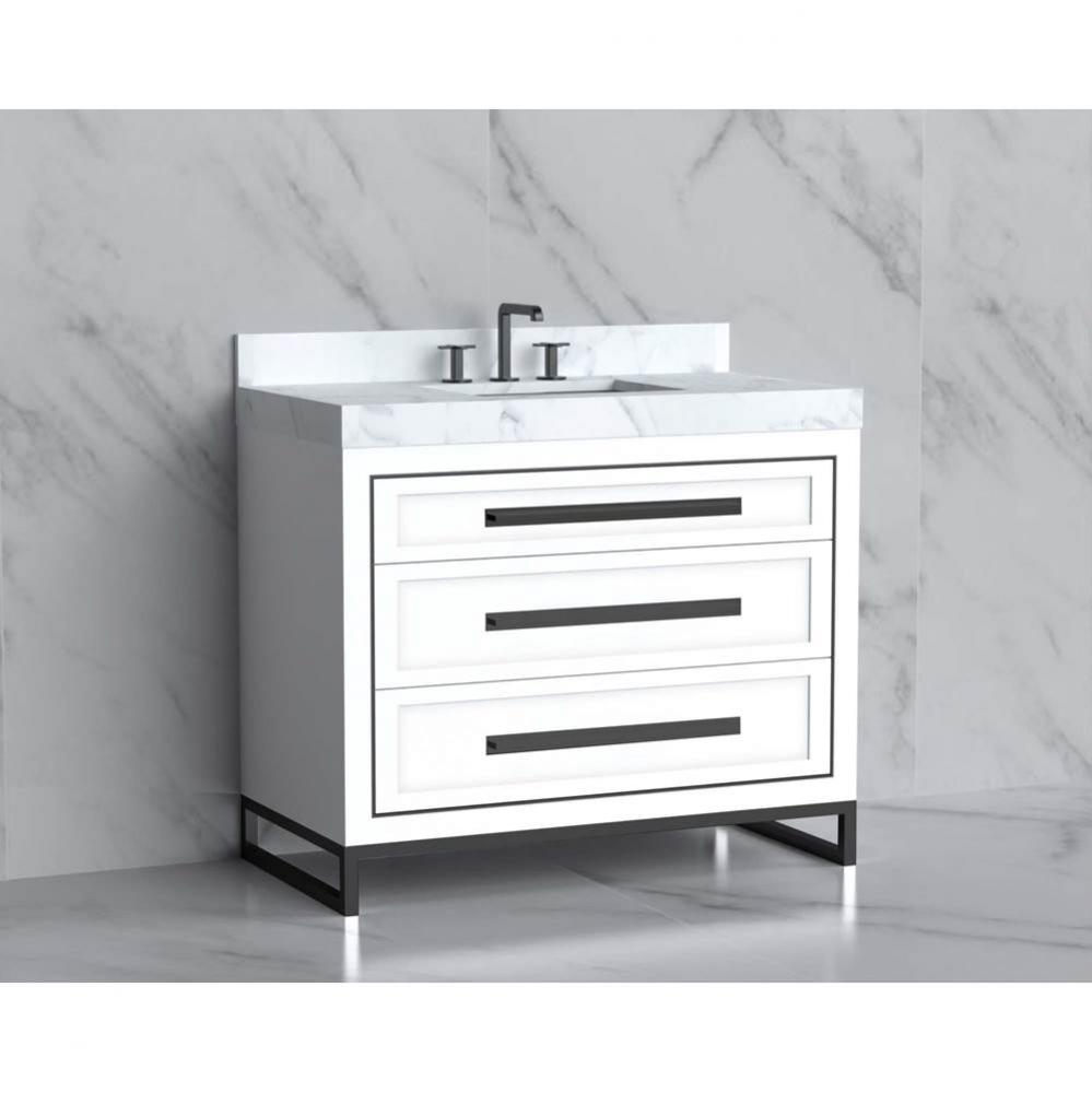 Madeli Vision 42'' Free standing Vanity Cabinet in White/HW: Handles/Feet Polished Nicke
