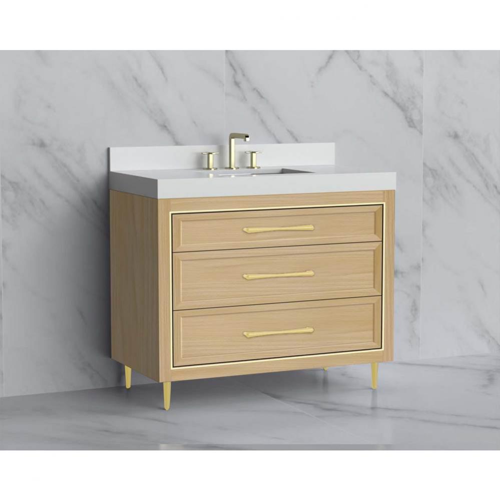Madeli Vision 42'' Free standing Vanity Cabinet in Natural Oak/HW: Handle & Feet Sat