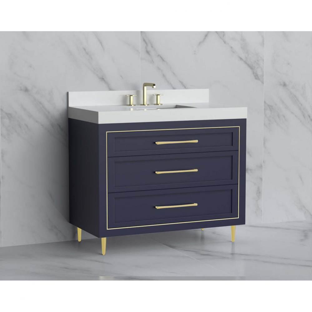 Madeli Vision 42'' Free standing Vanity Cabinet in Sapphire/HW: Handles/Feet Polished Ni