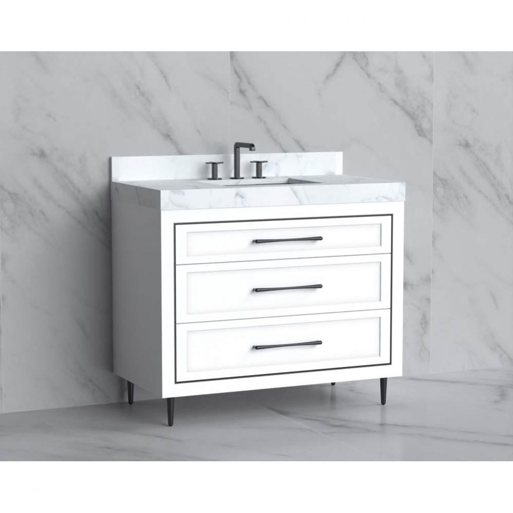 Madeli Vision 42'' Free standing Vanity Cabinet in White/HW: Handles/Feet Polished Chrom