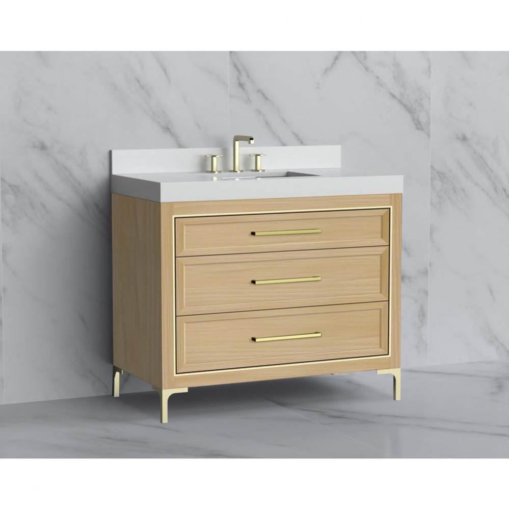 Madeli Vision 42'' Free standing Vanity Cabinet in Natural Oak/HW: Handle & Feet Pol