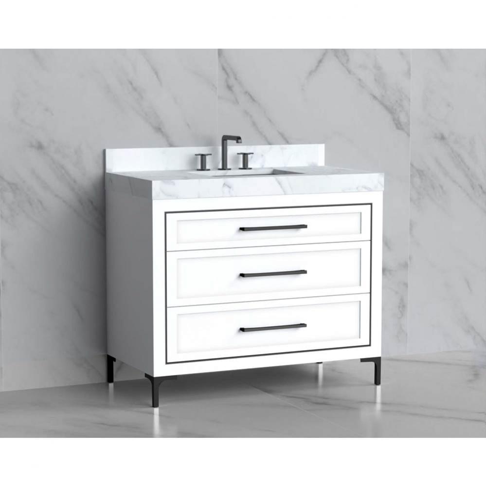 Madeli Vision 42'' Free standing Vanity Cabinet in White/HW: Handles/Feet Brushed Nickel