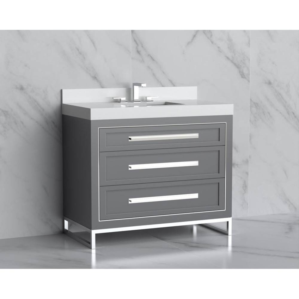 Vision 42'' Free standing Vanity Cabinet in Studio Grey/HW: Handles/Feet Polished Chrome