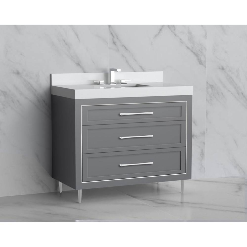 Vision 42'' Free standing Vanity Cabinet in Studio Grey/HW: Handles/Feet Polished Chrome