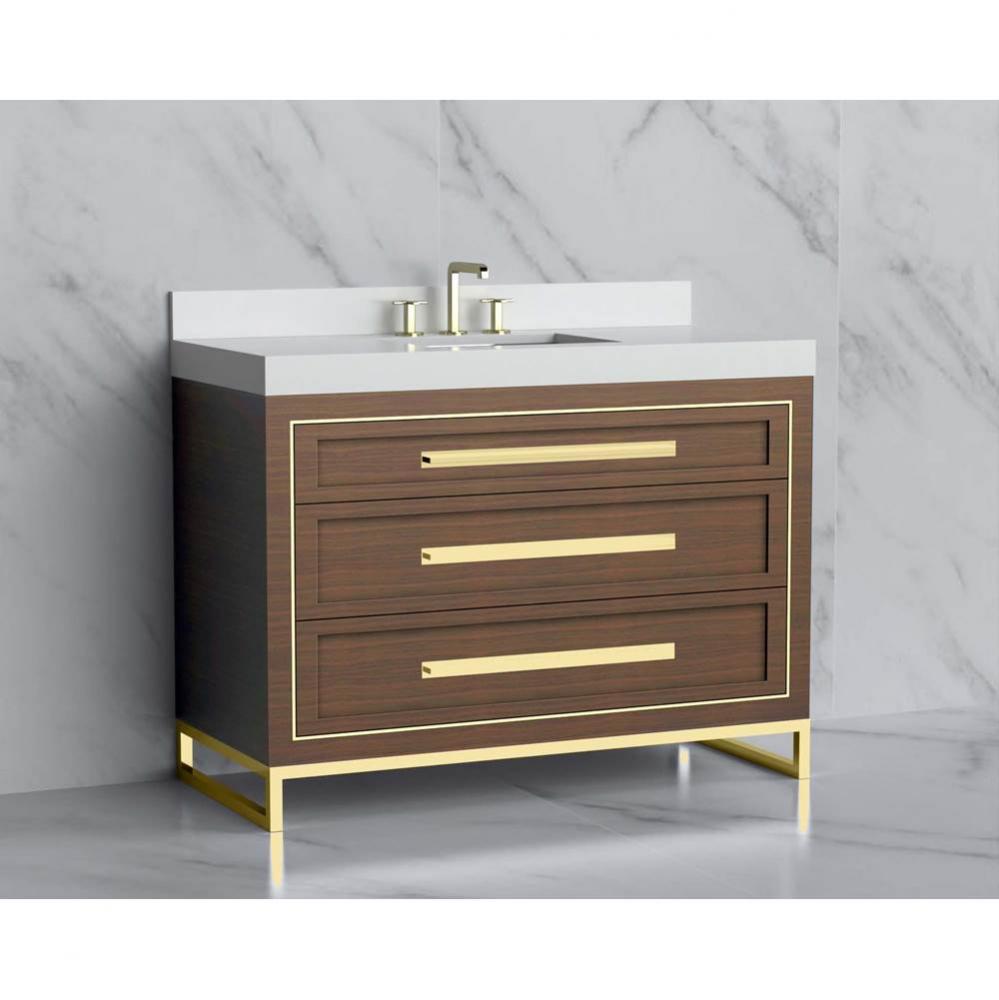 Madeli Vision 48C'' Free standing Vanity Cabinet in Brandy/HW: Handles/Feet Satin Brass(