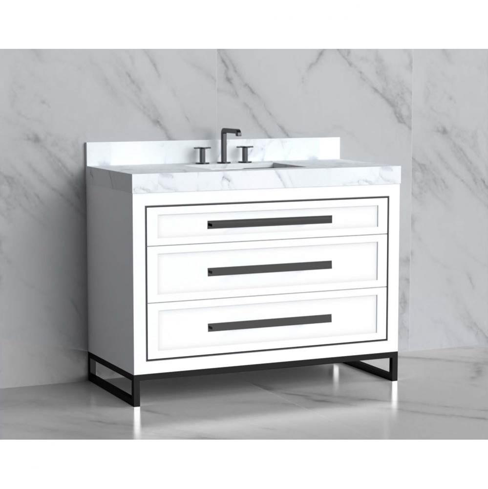 Madeli Vision 48C'' Free standing Vanity Cabinet in White/HW: Handles/Feet Polished Chro