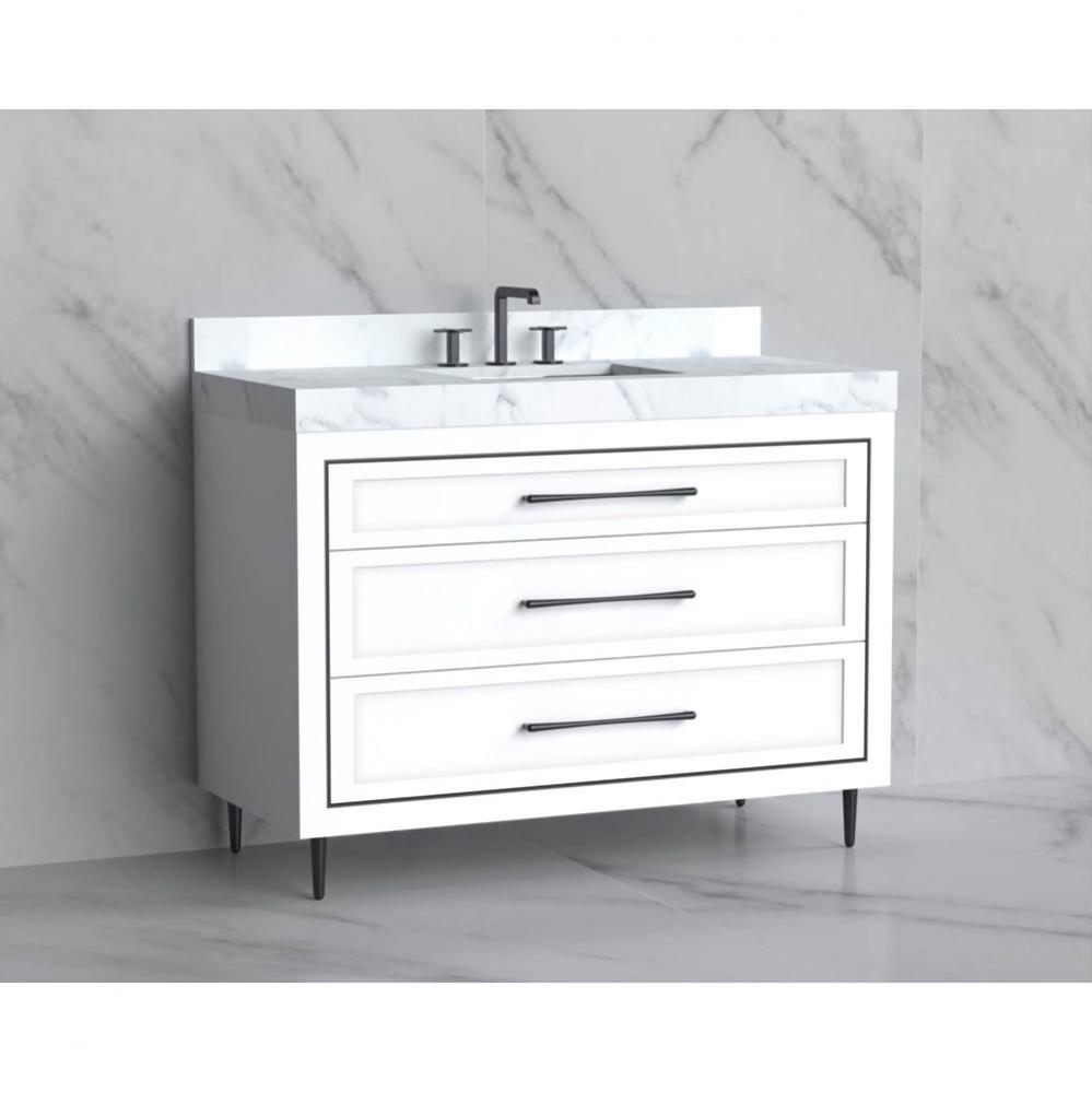 Madeli Vision 48C'' Free standing Vanity Cabinet in White/HW: Handles/Feet Polished Nick
