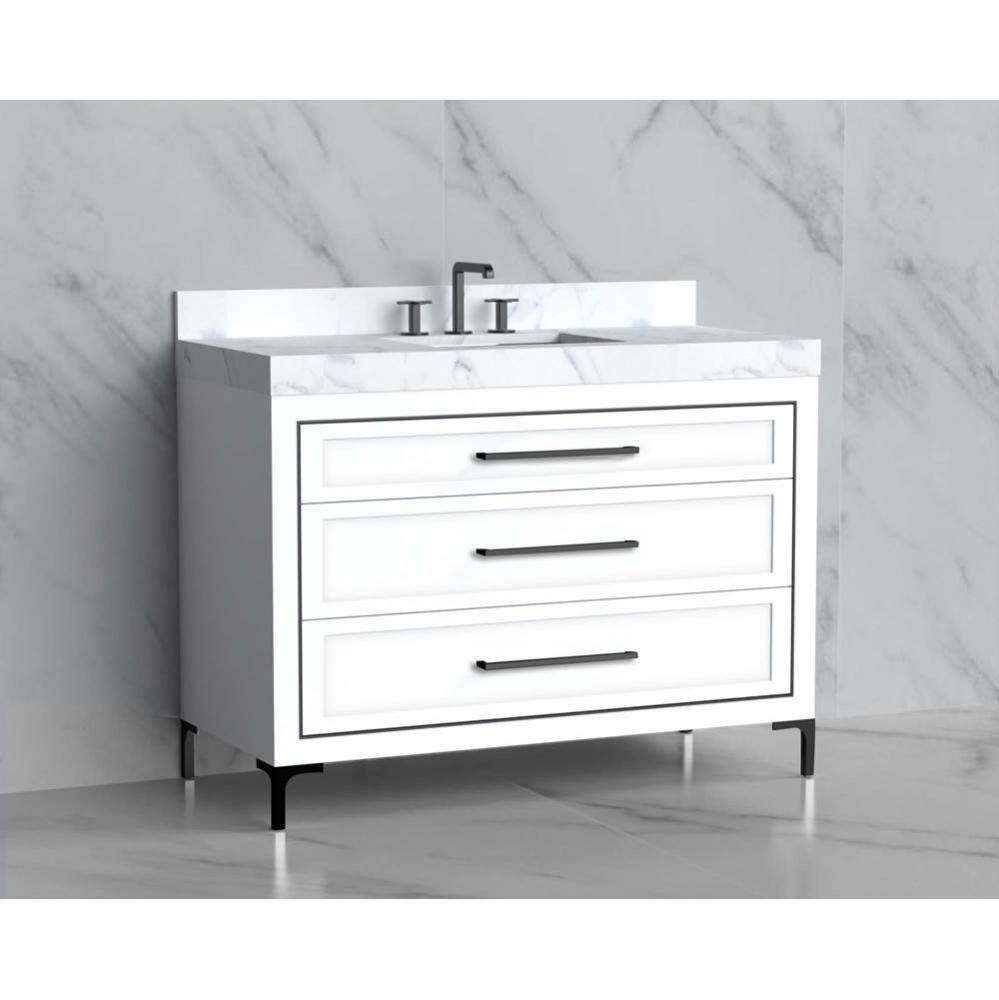 Madeli Vision 48C'' Free standing Vanity Cabinet in White/HW: Handles/Feet Polished Nick