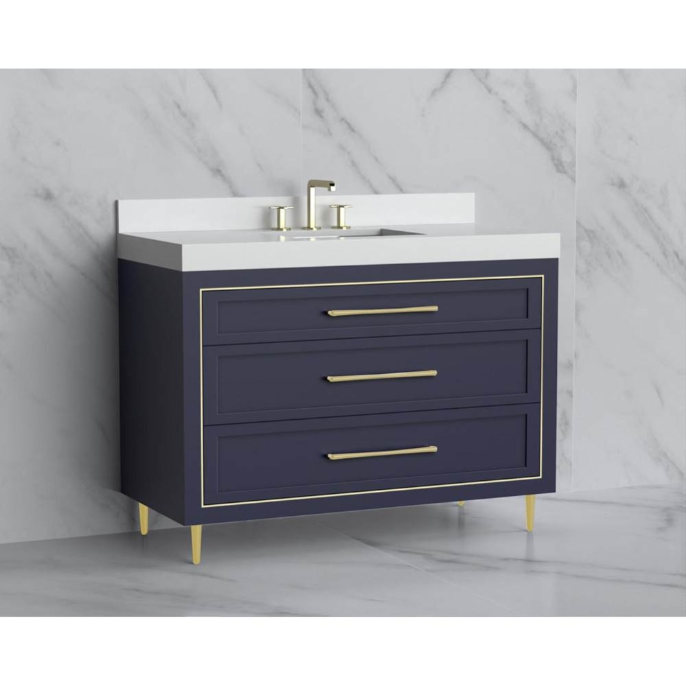 Vision 48C'' Free standing Vanity Cabinet in Sapphire/HW: Handles/Feet Polished Chrome(P