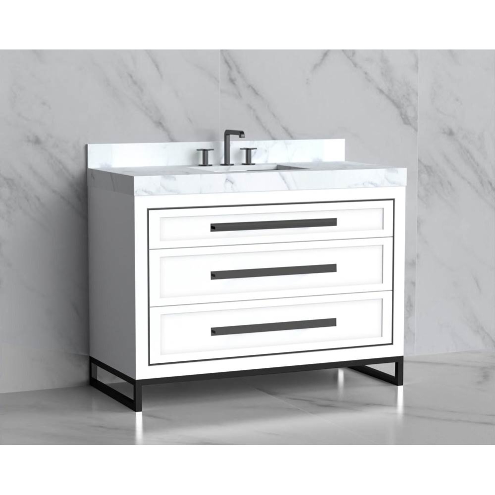 Vision 48C'' Free standing Vanity Cabinet in White/HW: Handles/Feet Polished Chrome(PC)