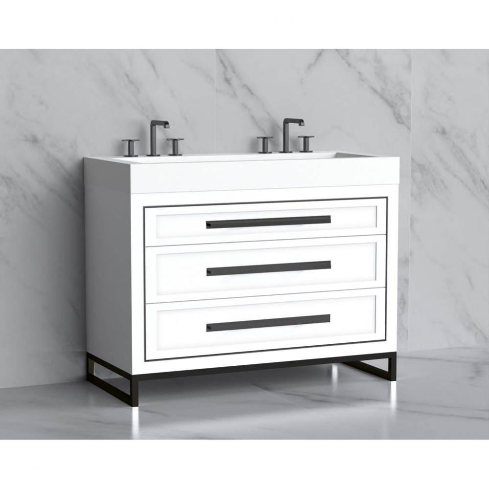 Madeli Vision 48D'' Free standing Vanity Cabinet in White/HW: Handles/Feet Polished Nick