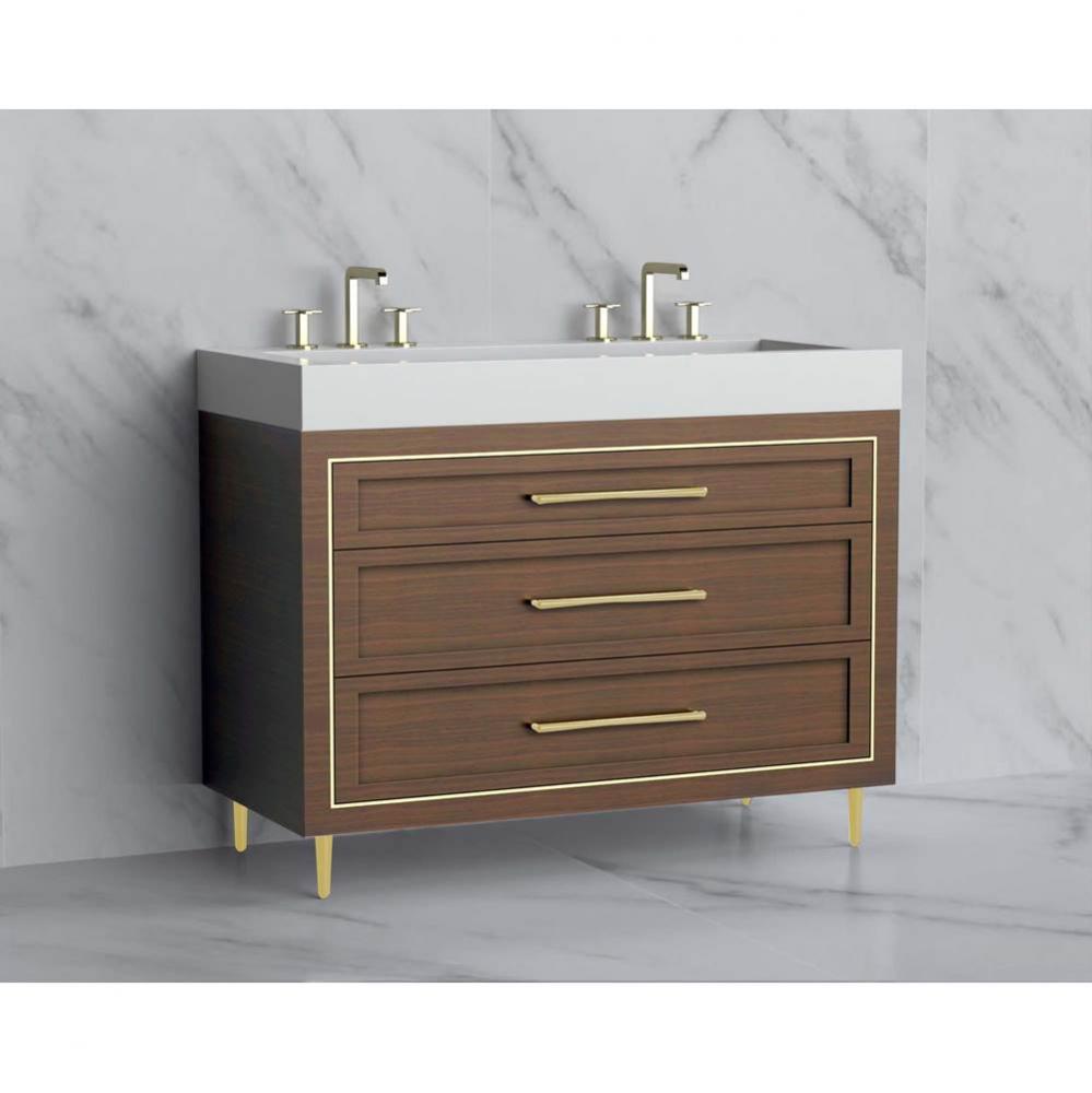 Madeli Vision 48D'' Free standing Vanity Cabinet in Brandy/HW: Handles/Feet Satin Brass(