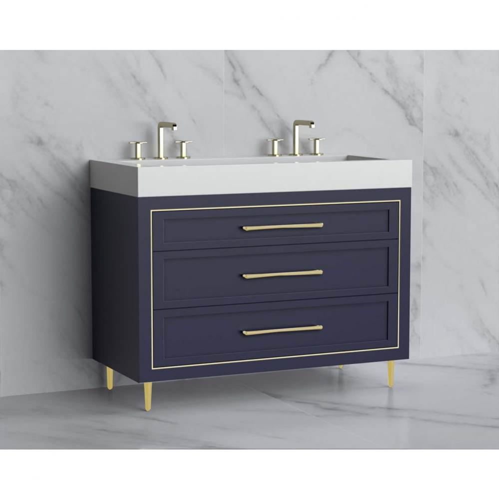 Madeli Vision 48D'' Free standing Vanity Cabinet in Sapphire/HW: Handles/Feet Satin Bras